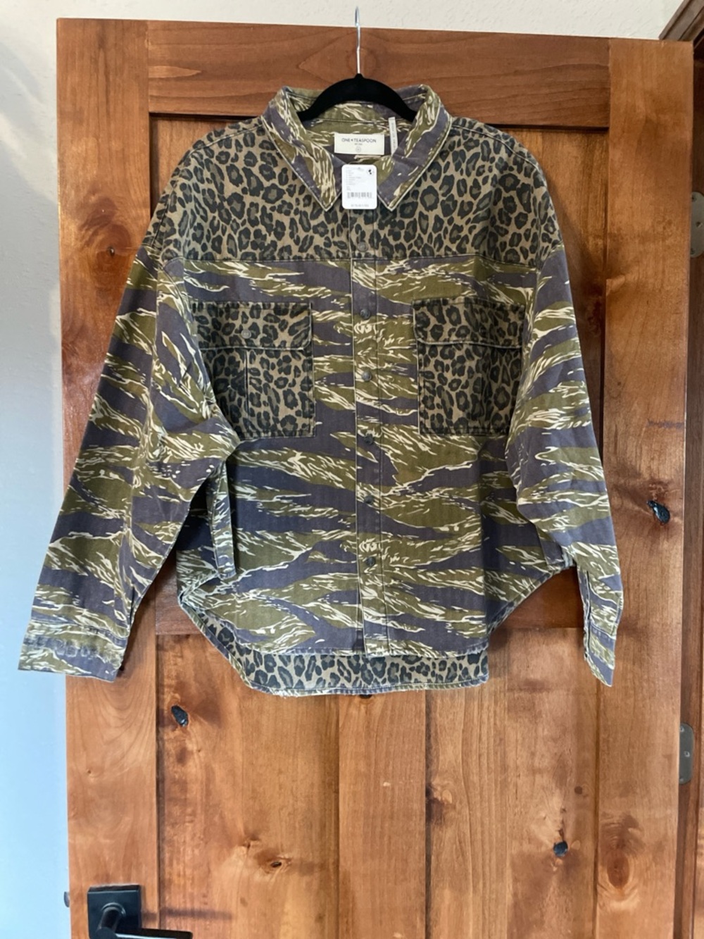 One Teaspoon Olive & Taupe Animal Camo Shirt